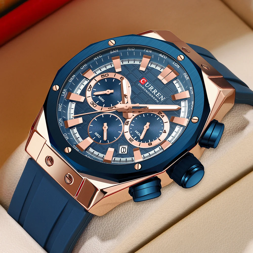 Luxury Watch Maker - CURREN-Relógio de pulso quartzo impermeável masculino,