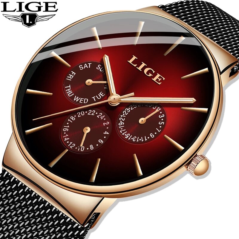 Luxury Watch Top 10 - Novo LIGE Moda Mens Relógios Top