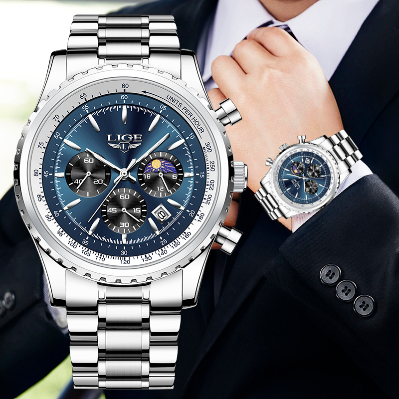 LIGE-Relógio Quartzo de Luxo M - Luxury Watch Maker avaliação e preço